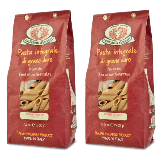 Rustichella-d'Abruzzo-Whole-Wheat-Penne-Rigate-Pasta,-Pack-185
