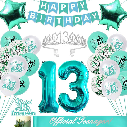 13th-Birthday-Decorations-for-Girls,-Teal-Glitter-3366