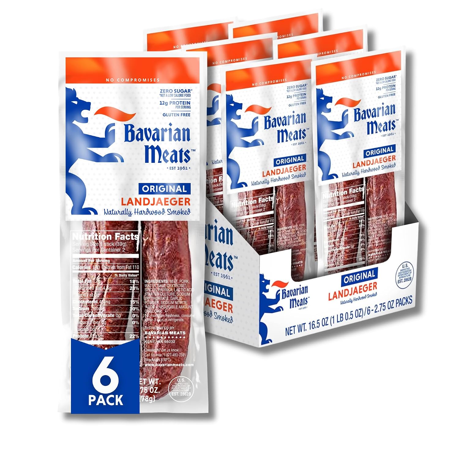 Bavarian-Meats-Landjaeger-Meat-Sticks,-Smoked-Sausage-Protein-Snacks,-Zero-Sugar,--Great-Source-of-Gluten-162