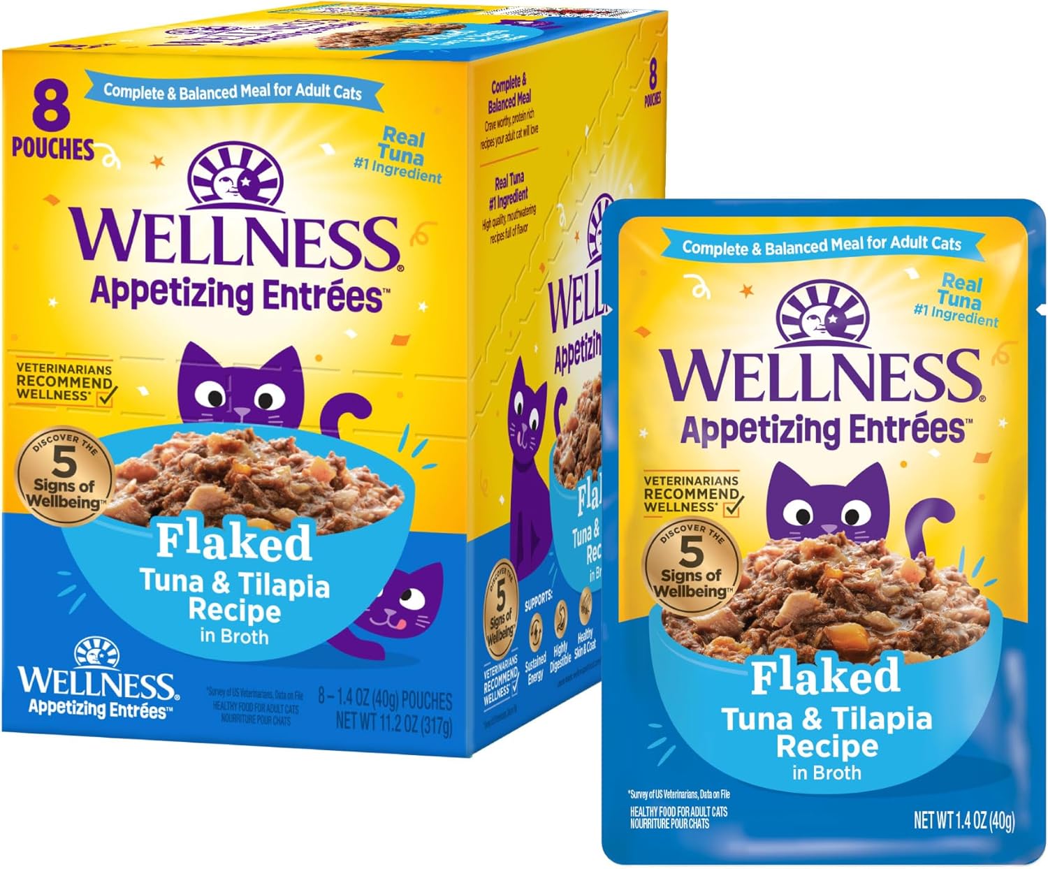Wellness-Appetizing-Entrées-Flaked-Adult-Wet-Cat-Food,-Natural,-Protein-Rich,-Grain-1.4-Pouch,-Pack577