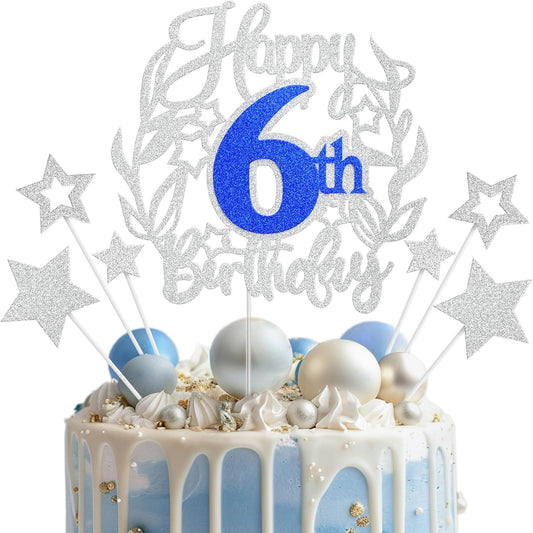 Happy-6th-Birthday-Cake-Topper,-Glitter-Blue-4117