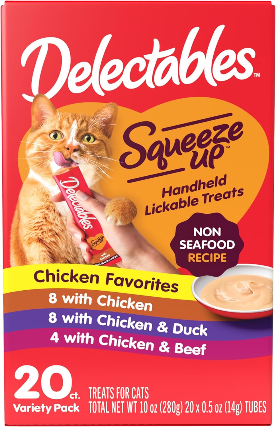 Delectable Double Delectables Squeeze Up Non-Seafood Variety Pack Lickable Cat Treat, 20 ...