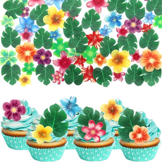 60-Pcs-Edible-Flowers-Cake-Decorations-Tropical-cake-topper-Hawaiian-Birthday-Party-for-Luau-1042