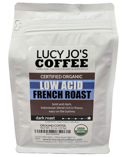 Lucy-Jo's-Coffee,-Organic-Low-Acid-French-Roast,-Ground-Coffee-11-oz---1976