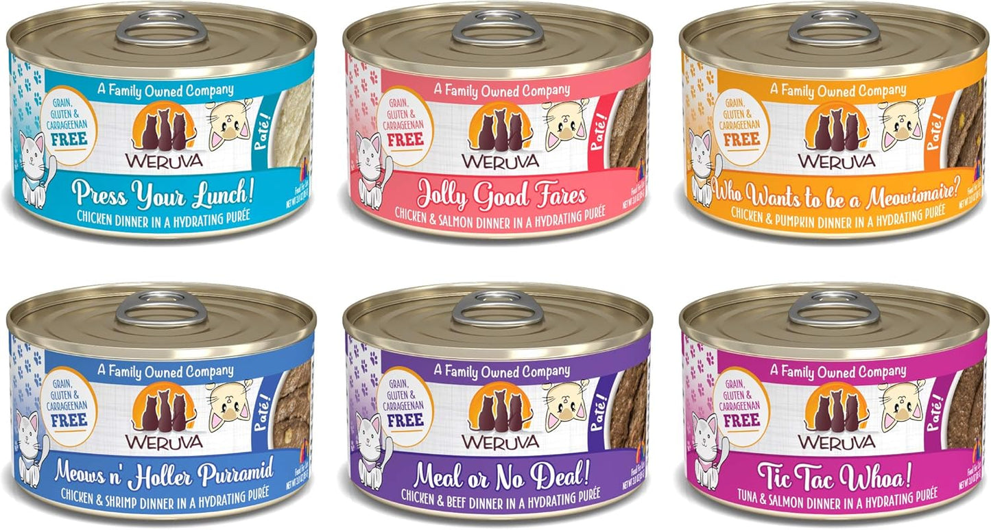 Weruva-Classic-Cat-Patés!-Grain-Free-Natural-Wet-Pate-Canned-Cat-Food-Sampler-(3-Pack335