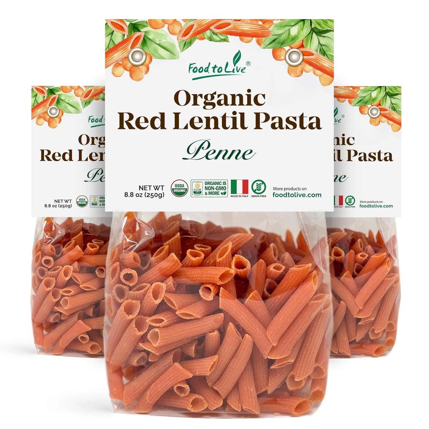 Food-to-Live-Organic-Red-Lentil-Penne-Pasta,-8.8-(Pack-263