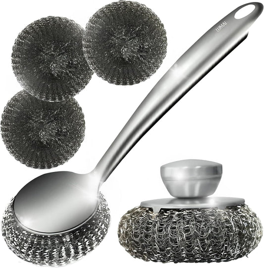 Steel-Wool-Scrubber-Dish-Brush-Set-with-Handle,-Deep-Cleaning-2588