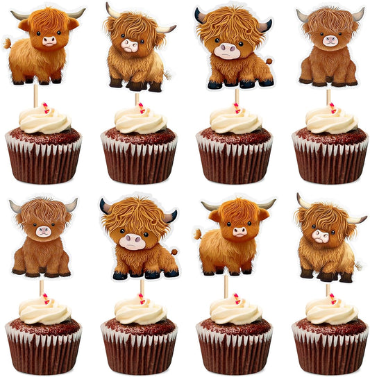 Keaziu-24-Pack-Highland-Cow-Cupcake-Toppers-3234