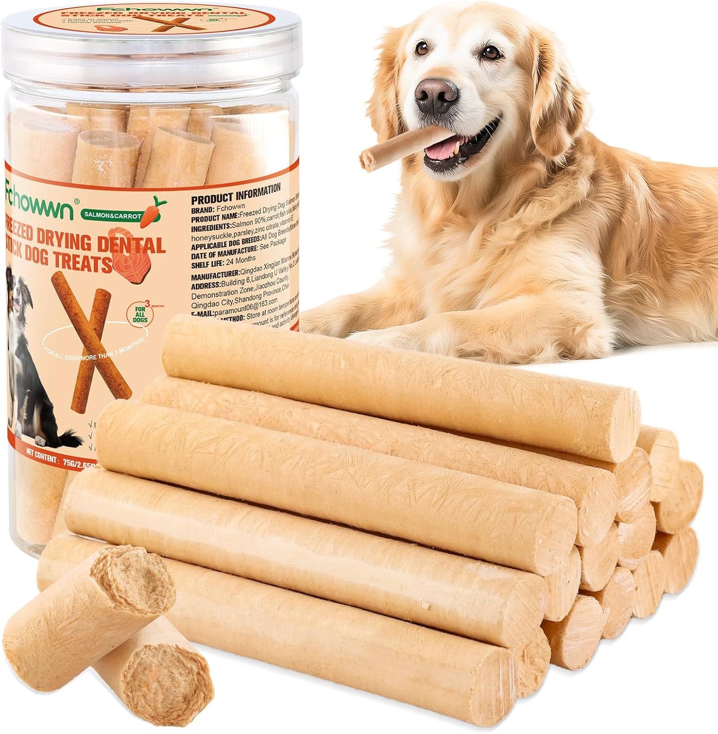 75g/2.65oz-Dehydrated-Salmon-Sticks-for-Dog,Natural-Salmon-and-Carrots,Easy-to-Digest-and-High-826