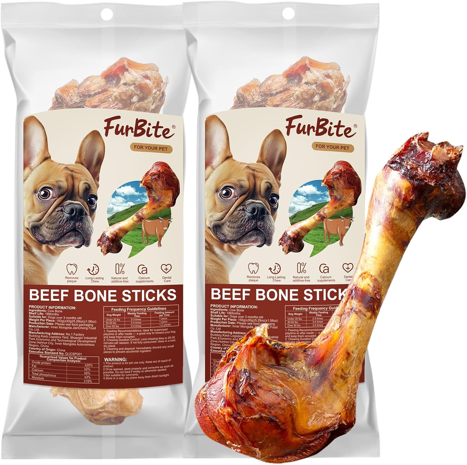 2-Pack-Single-Ingredient-Beef-Bones-for-Dogs---3x8in-Natural-Grass-Fed-Bones-296