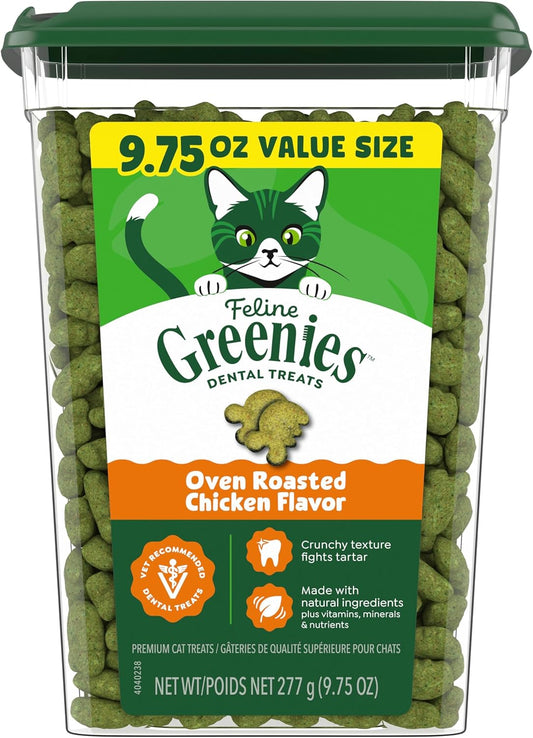 Greenies-Cat-Treats,-Feline-Veterinarian-Recommended-Adult-Natural-Dental-Cat-Treats,-Oven-Roasted-Chicken-Flavor,-648