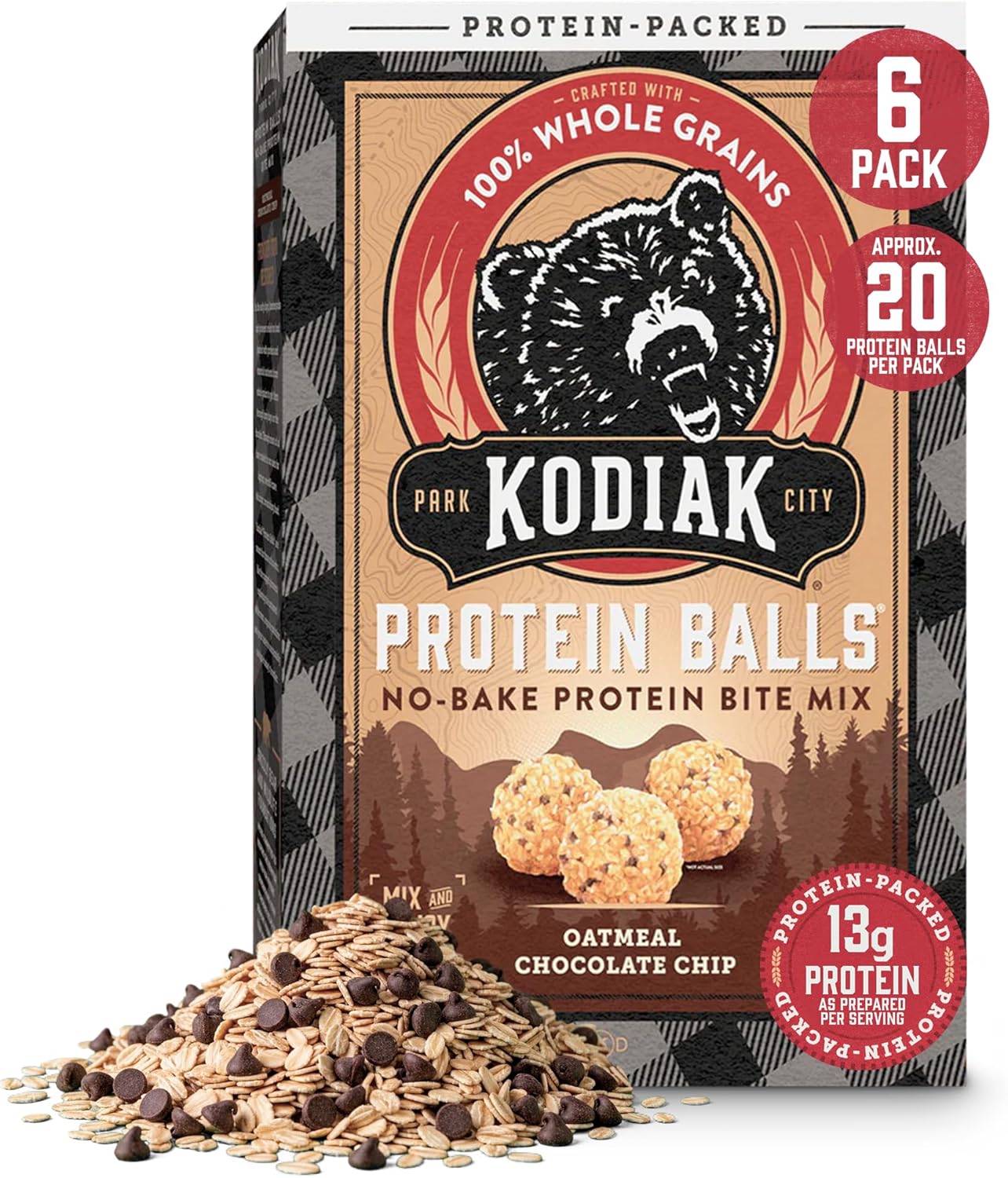 Kodiak-Oatmeal-Protein-Ball-Mix,-Chocolate-Chip,-High-Protein-Snack,-6pk------366