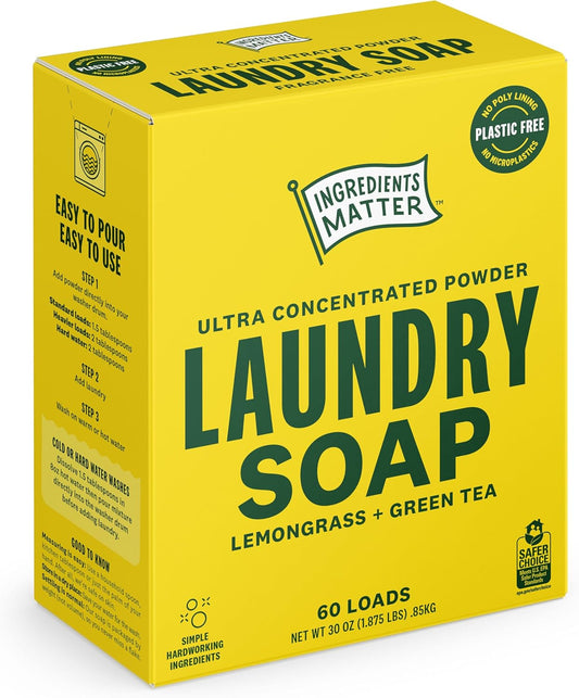 Ingredients-Matter-Powder-Laundry-Soap---Lemongrass-Scent,-Hypoallergenic-Detergent,-Natural-&-53