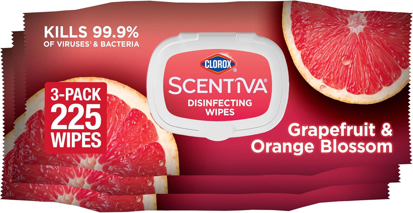 Clorox-Scentiva-Disinfecting-Wipes,-Grapefruit-and-Orange-Blossom,-75-Ct.,-Pack-of-3-(Pack-May-1633