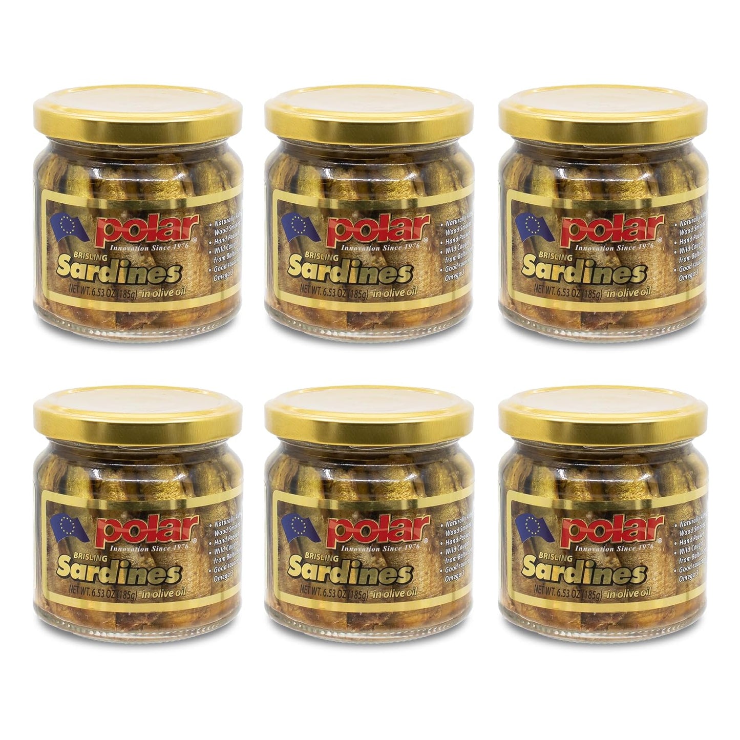 MW-Polar-Naturally-Alder-Wood-Smoked-Brisling-Sardines-in-Olive-Oil,-6.5oz-Jar-749