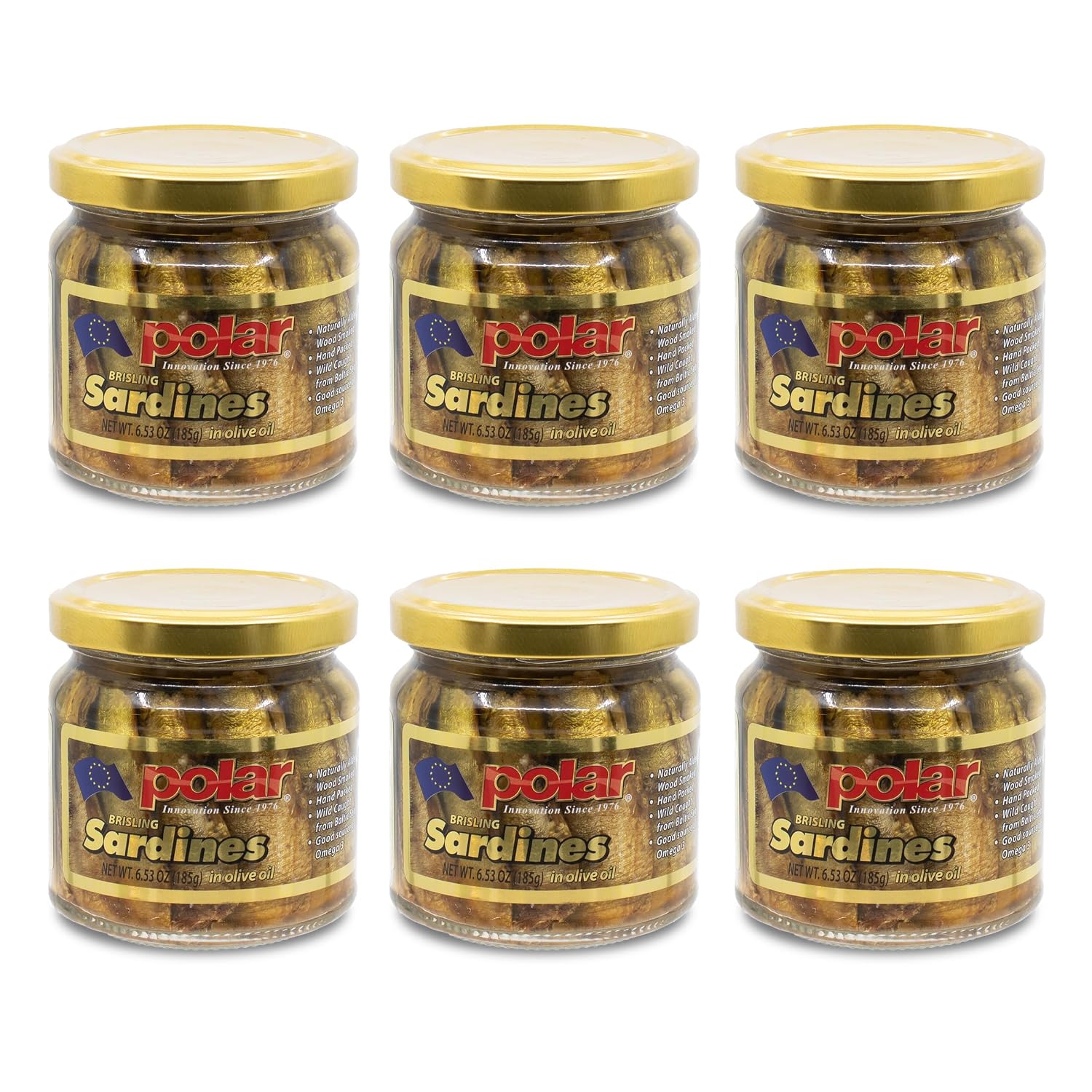 MW-Polar-Naturally-Alder-Wood-Smoked-Brisling-Sardines-in-Olive-Oil,-6.5oz-Jar-749