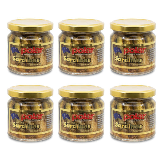 MW-Polar-Naturally-Alder-Wood-Smoked-Brisling-Sardines-in-Olive-Oil,-6.5oz-Jar-749