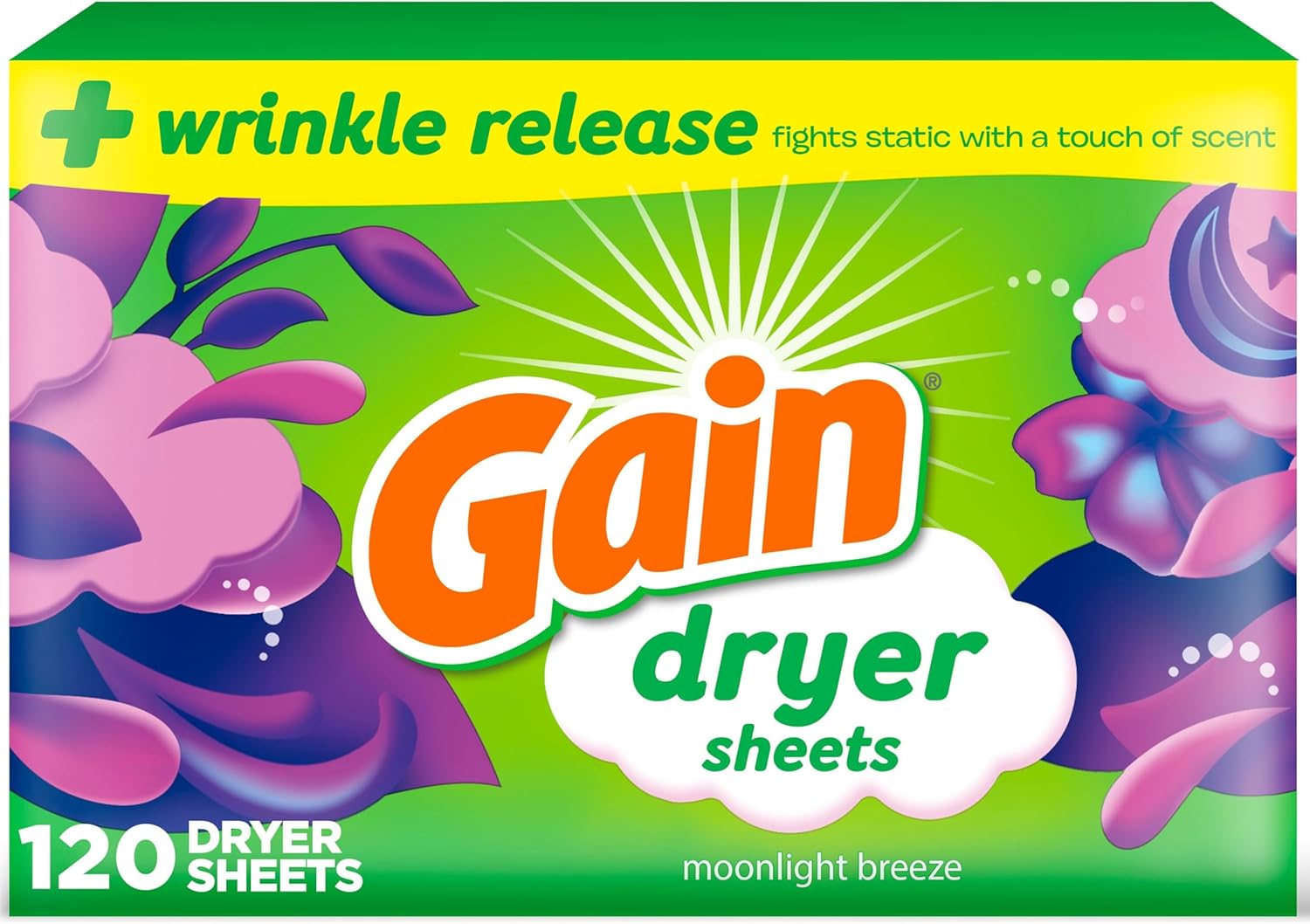 Gain-dryer-sheets-Plus-Wrinkle-Release,-Moonlight-Breeze-Scent,-120-Count,-Fights-1757