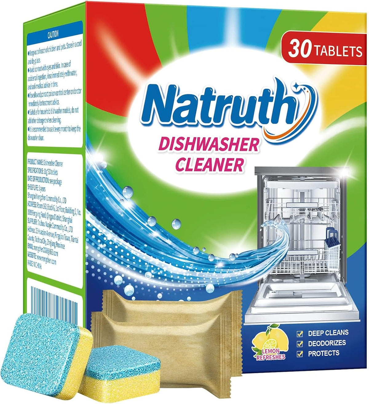 NATRUTH-30-Pack-Dishwasher-Cleaner-Tablets-Individually-Wrapped,Deep-Cleaning,-Removes-Grease-&-33