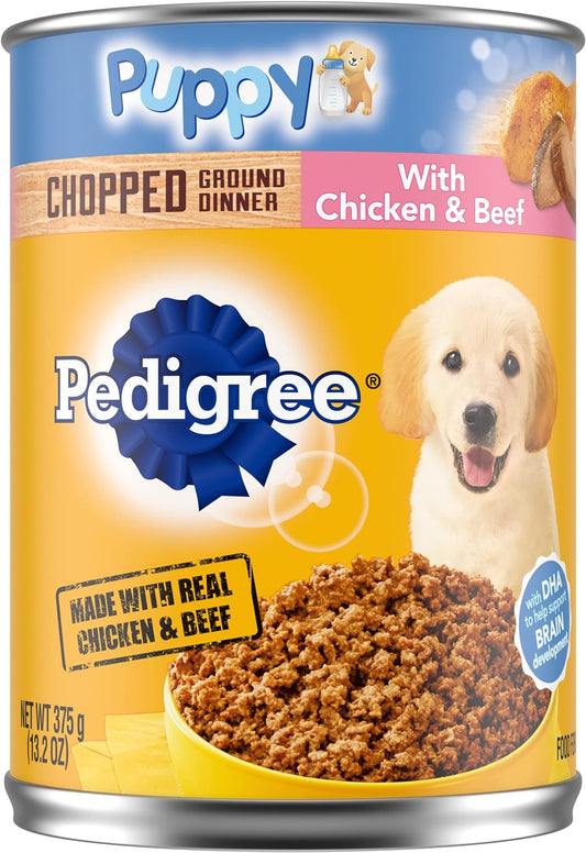 PEDIGREE-CHOPPED-GROUND-DINNER-Puppy-Canned-Soft-Wet-3363