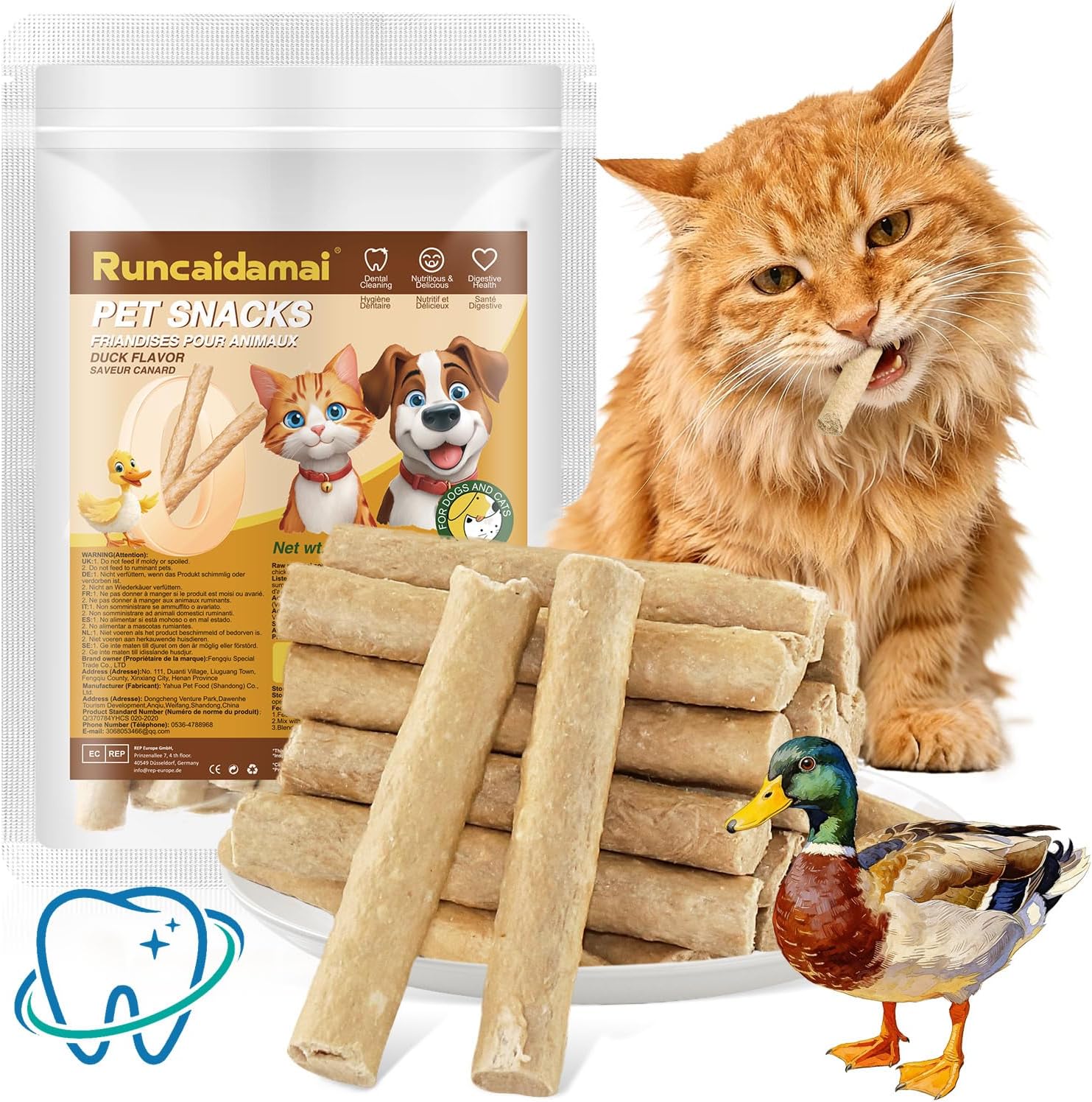 1.76oz/50g-Freeze-Dried-Cat-Chew-Sticks-Duck-Recipe,-Dental-Treats-for-Cats-Dogs,-920