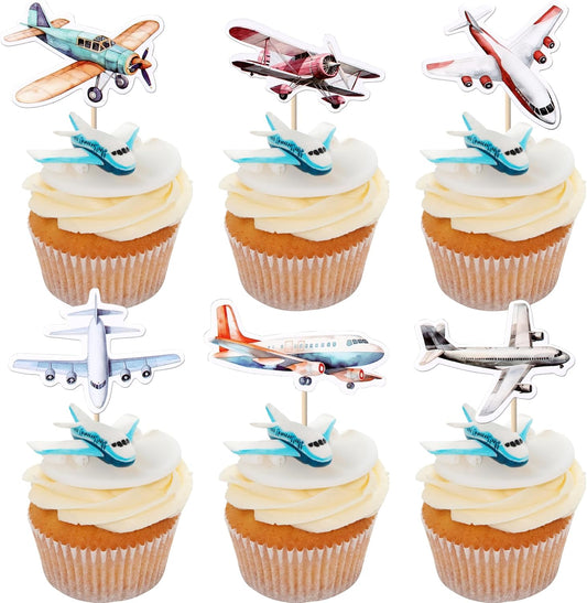 36-Pack-Airplane-Cupcake-Toppers-Glitter-Plane-3391