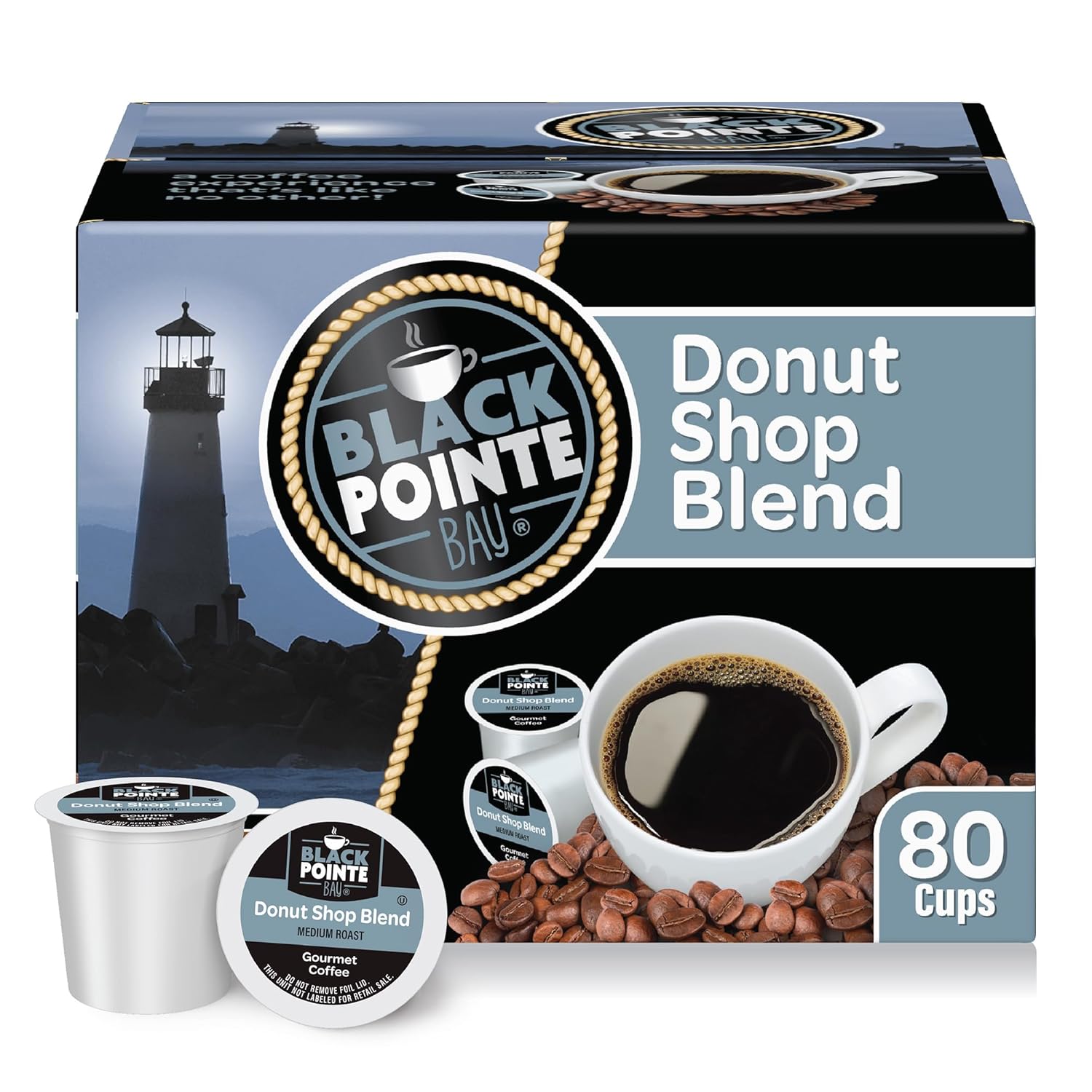 Black-Pointe-Bay-Coffee-Donut-Shop-Blend,-tostado-medio,-80-unidades,-de3406