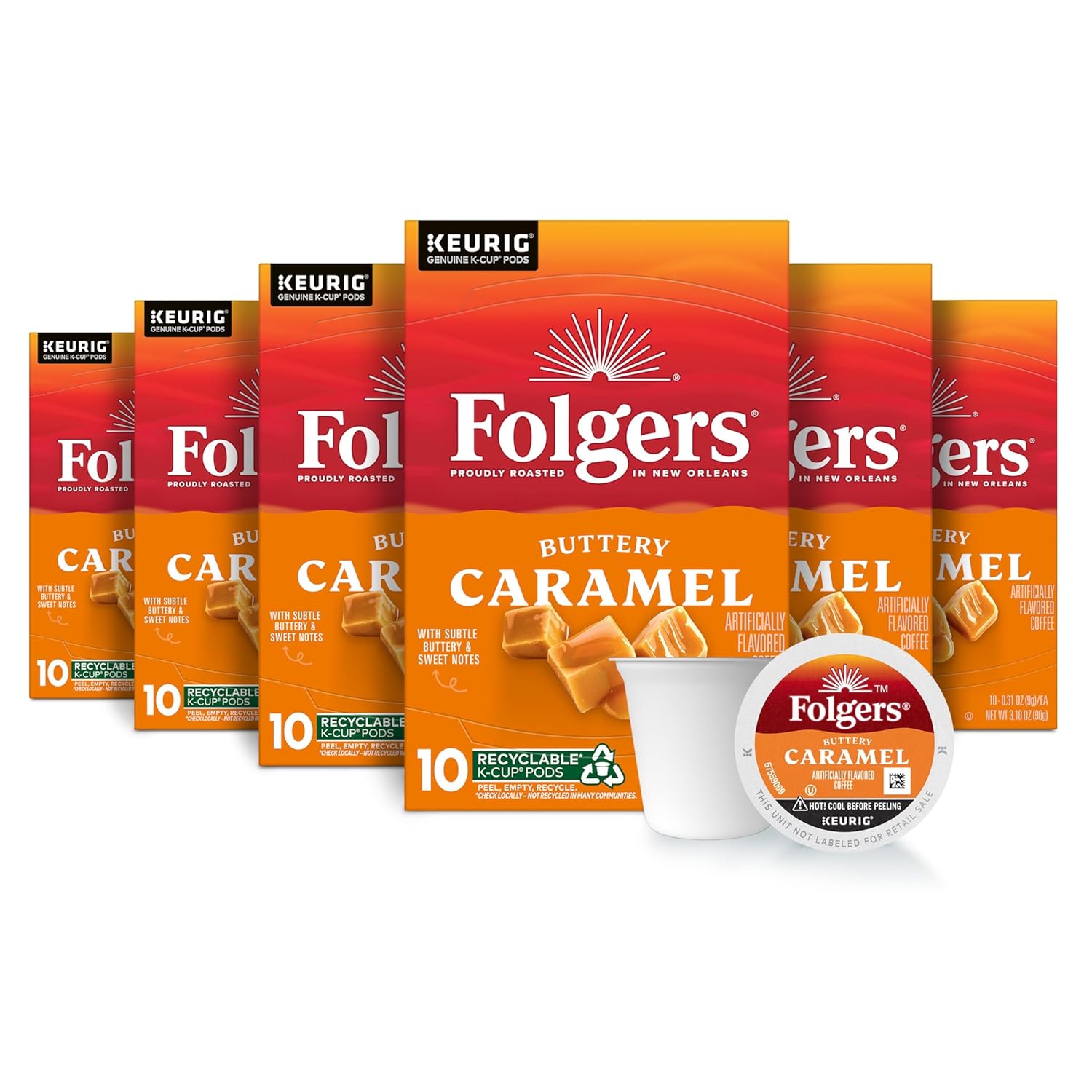 Folgers-Café-con-sabor-artificial-a-caramelo-mantecoso,-cápsulas-Keurig-K-Cup,-de2085