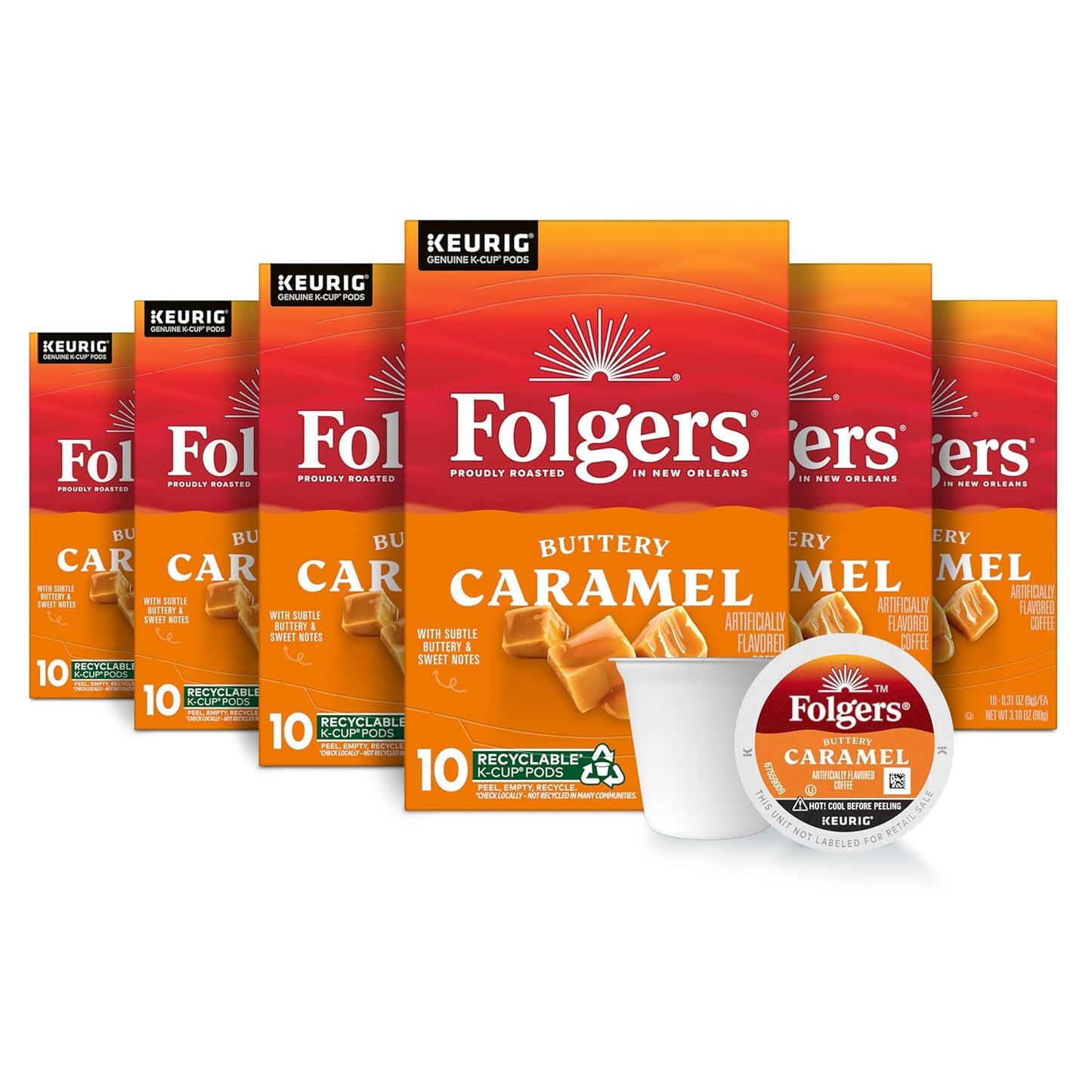 Folgers-Buttery-Caramel-Artificially-Flavored-Coffee,-Keurig-K-Cup-Pods,-10-Count-Box-(Pack-2859