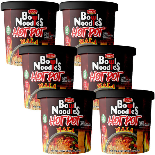 Pocas-Fideos-instantáneos,-olla-caliente-vegana,-sabor-mala,-paquete-de--6,-199