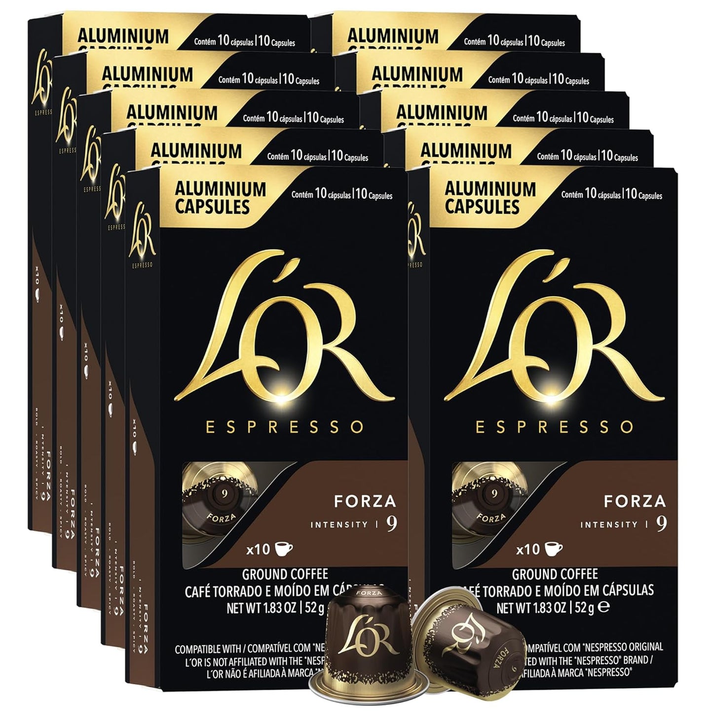 L'OR-Espresso-Capsules,-100-Count-Forza,-Single-Serve-Aluminum-Coffee-Capsules-Compatible-with-the-466