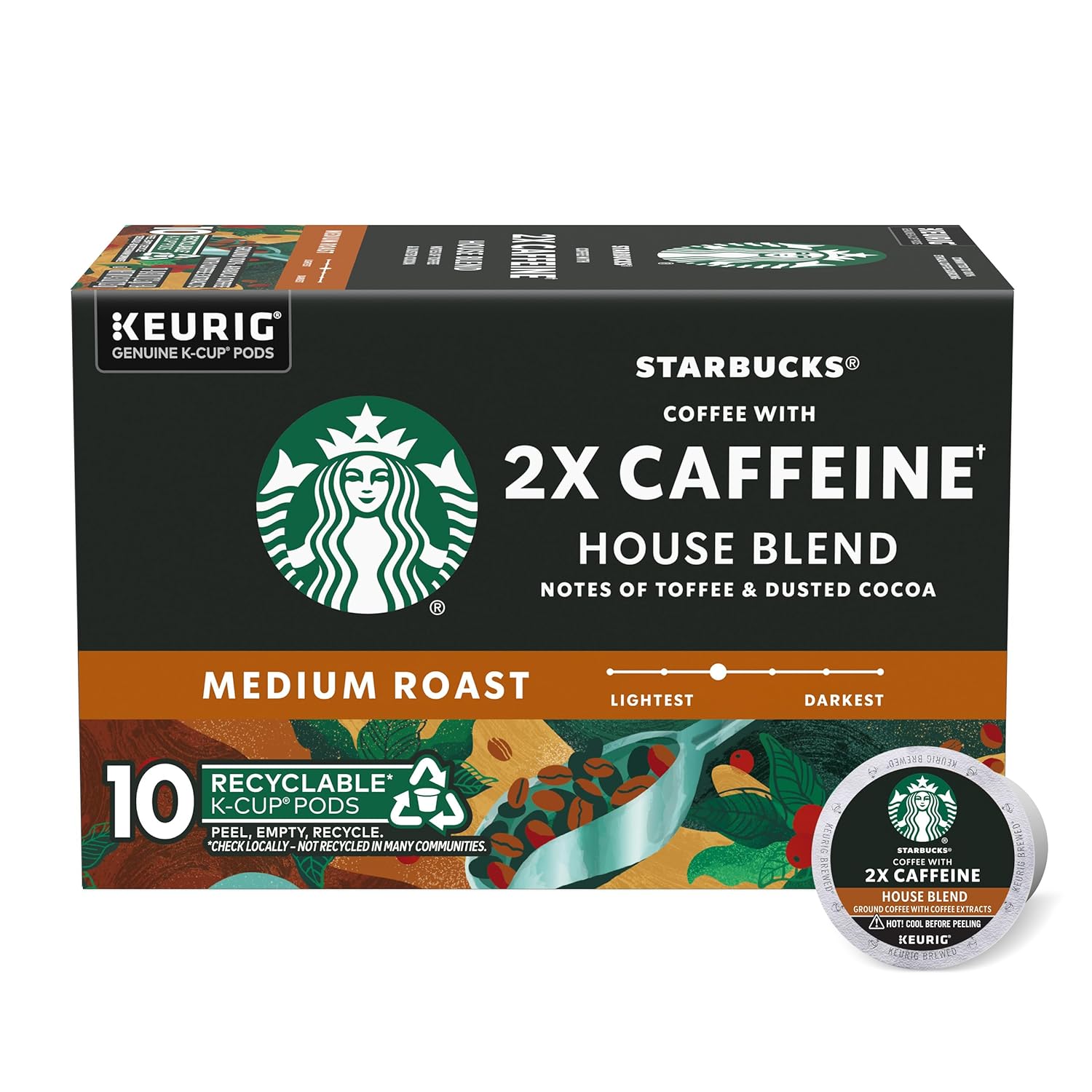 Starbucks K-Tazas de café con 2 x cafeína | Cápsulas de café para cafeína Keurig | 6 cajas (60 cápsulas) ----------------------628
