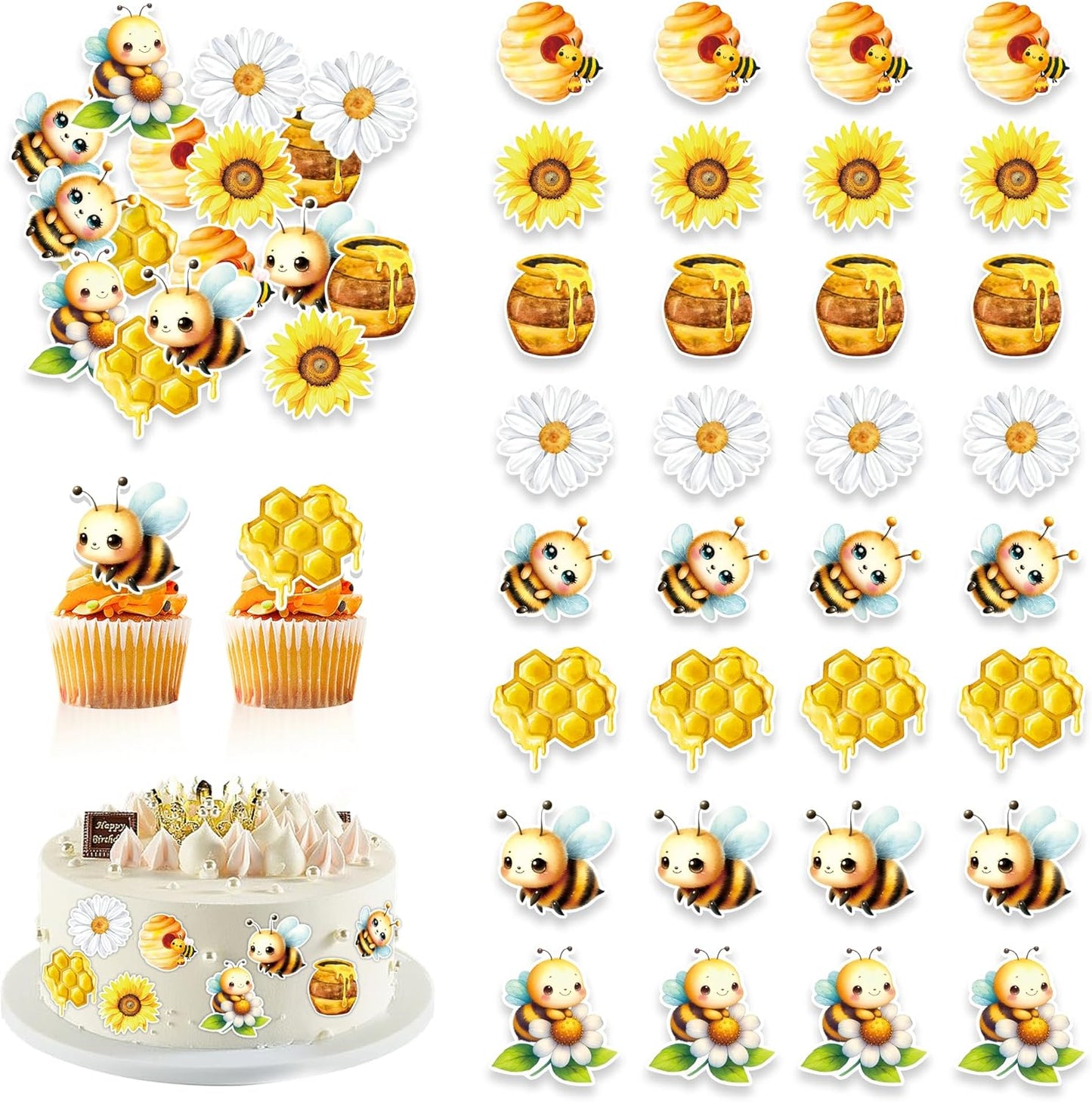 48-PCS-Edible-Bumble-Bee-Cupcake-Toppers-Wafer-Paper-Oh-Babee-Cake-for-Theme-640