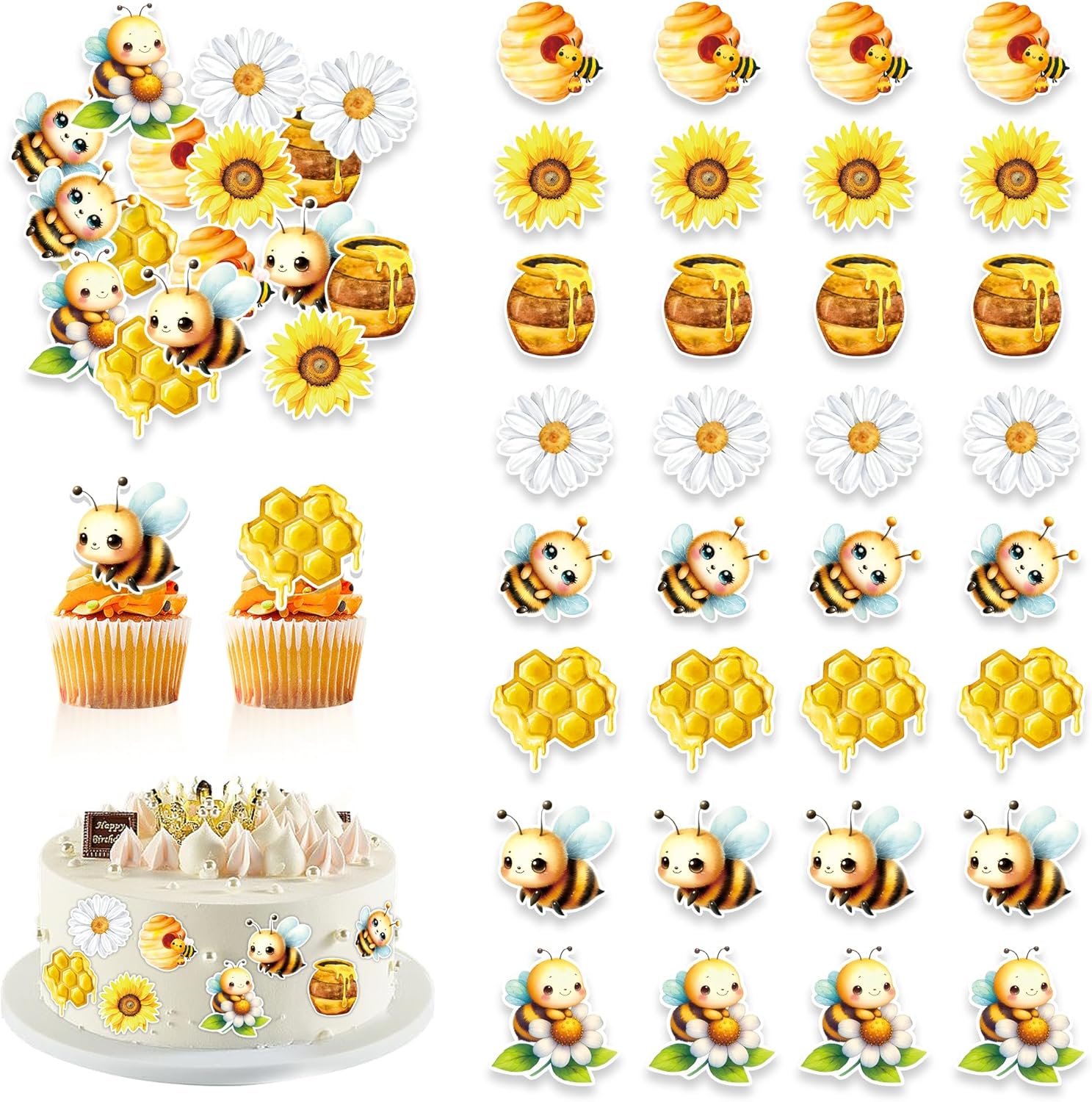 48-PCS-Edible-Bumble-Bee-Cupcake-Toppers-Wafer-Paper-Oh-Babee-Cake-for-Theme-640