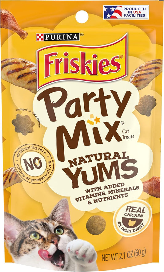 Purina-Friskies-Natural-Cat-Treats,-Party-Mix-Natural-Yums-With-Real-Chicken-&-Vitamins,-340