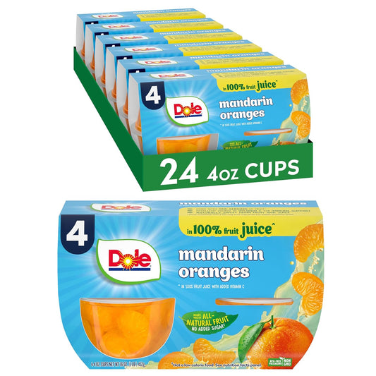 Dole-Fruit-Bowls-Mandarin-Oranges,-4oz,-24-Total-Cups-|-In--1-Juice-Snacks,-&-756