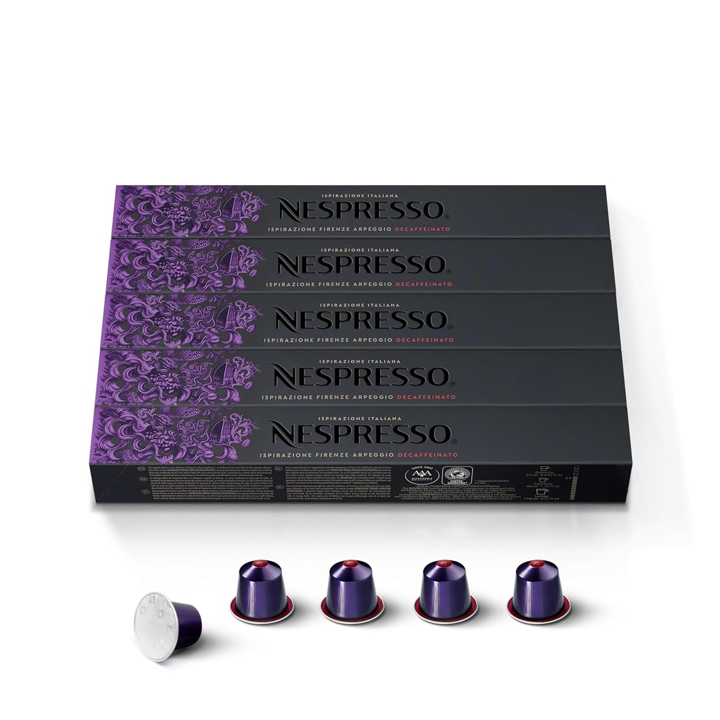 Nespresso-Capsules-Original-Line,-Arpeggio-Decaffeinato,-Dark-Roast-Coffee,-50-Count-Coffee-Pods---3095