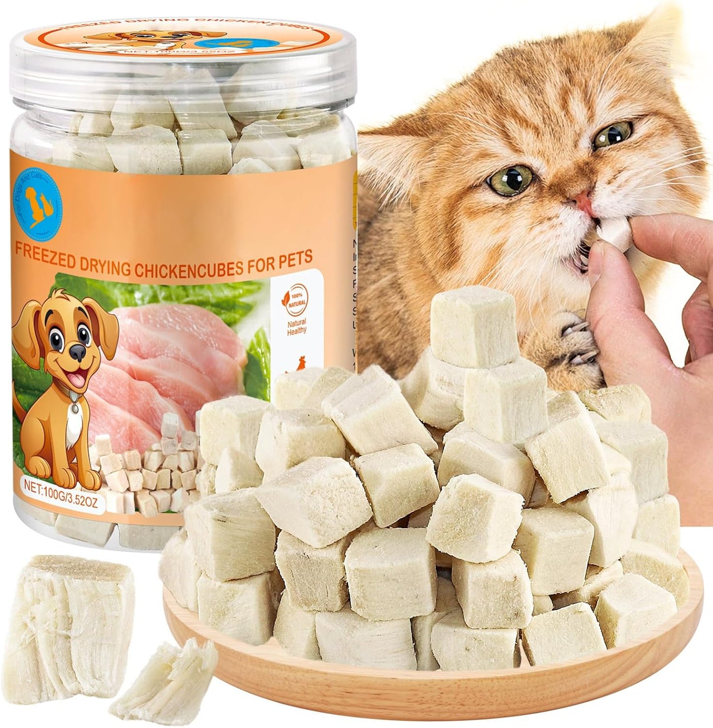 Freeze-Dried-Chicken-Cat-Treats,-Chicken-Cube-Snacks-for-Pets,-Single-Ingredient-Chickens-Dog-Treat-16