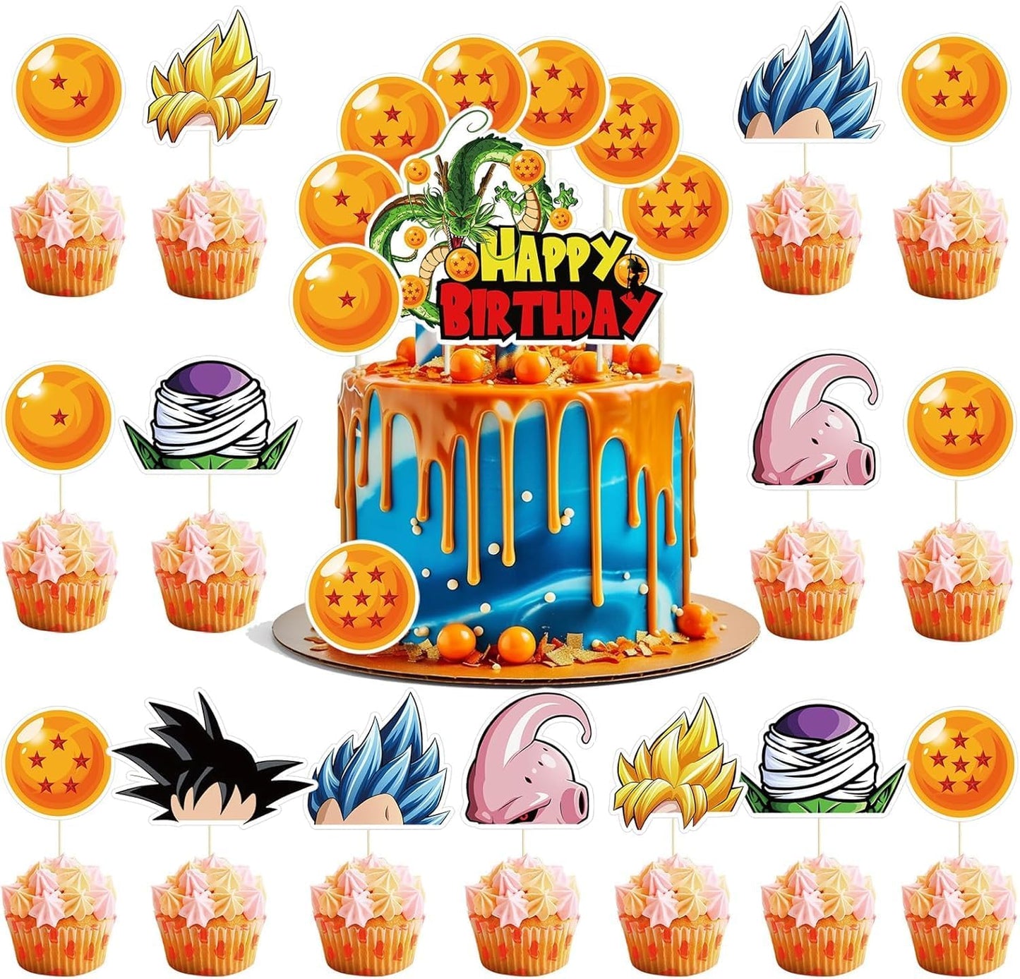 25PCS-Birthday-Party-Cupcake-Topper-Cartoon-Anime-3895