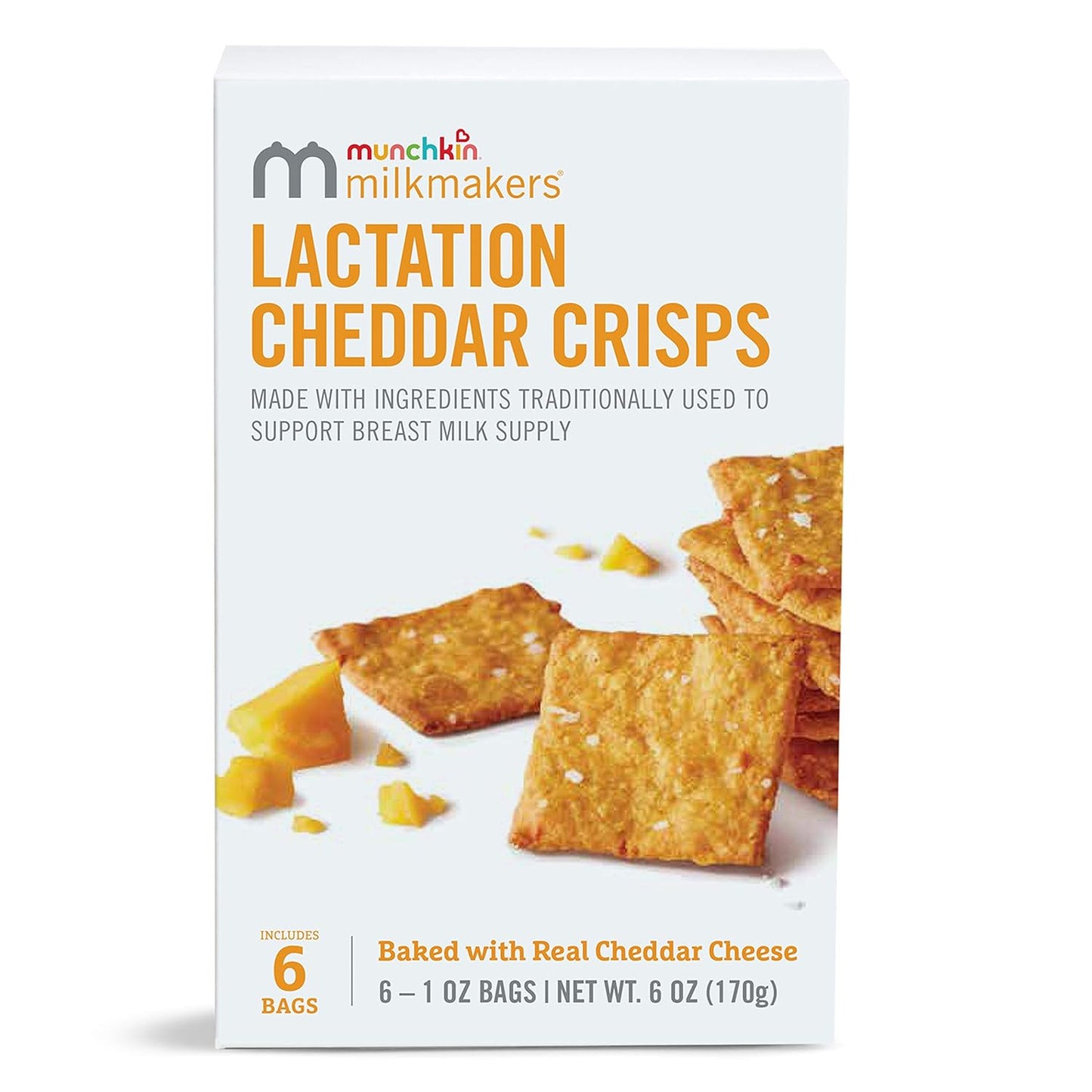 Munchkin®-Milkmakers®-Lactation-Cheddar-Crisps-for-Breastfeeding-Moms-with-Oats-and--Flax,-6-Count--701