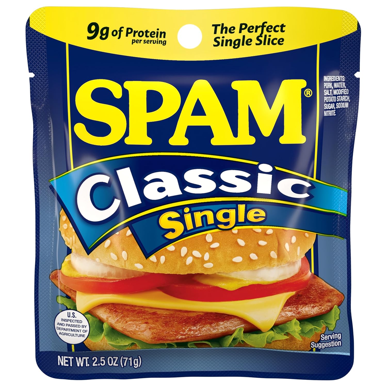 SPAM-Classic-Single,-0.32-oz-de-proteína-por-porción,-bolsas-individuales-de-onzas,-1428