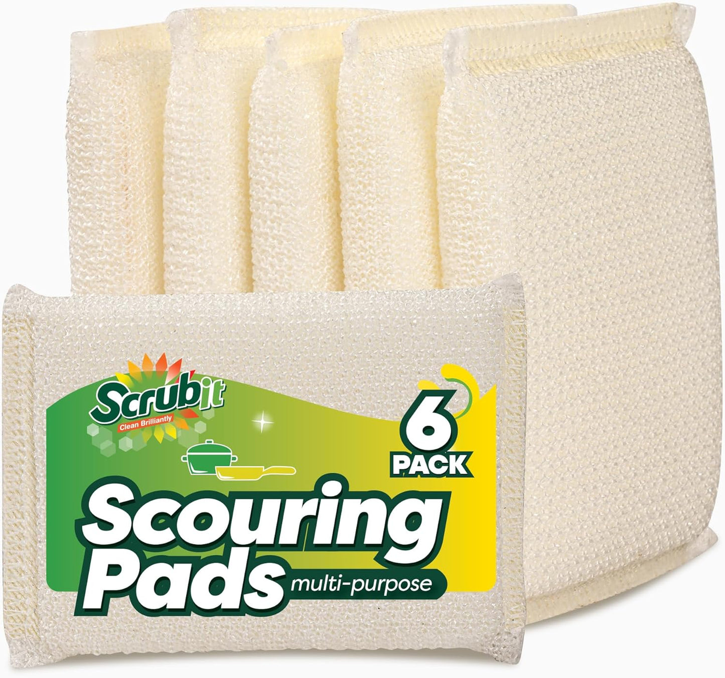 6-Scrub-Sponges-Kitchen-by-SCRUBIT,-Multi-Purpose-Scouring-Pads,-Non-Scratch-3402