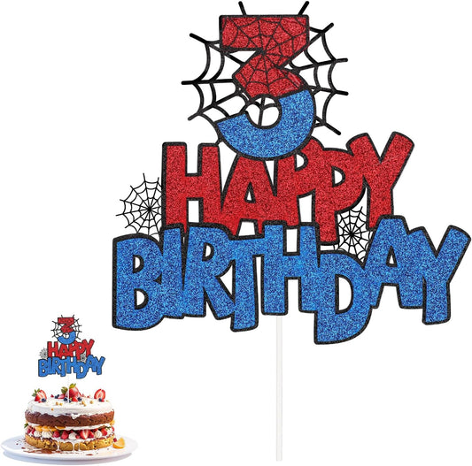 Spider-Happy-Birthday-Cake-Topper,-Double-Sided-Spider-125