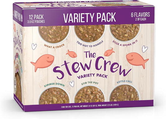 Weruva-Classic-Stew-Cat-Food,-The-Stew-Crew-Variety-Pack,-3oz-Pouch-(Pack-1113
