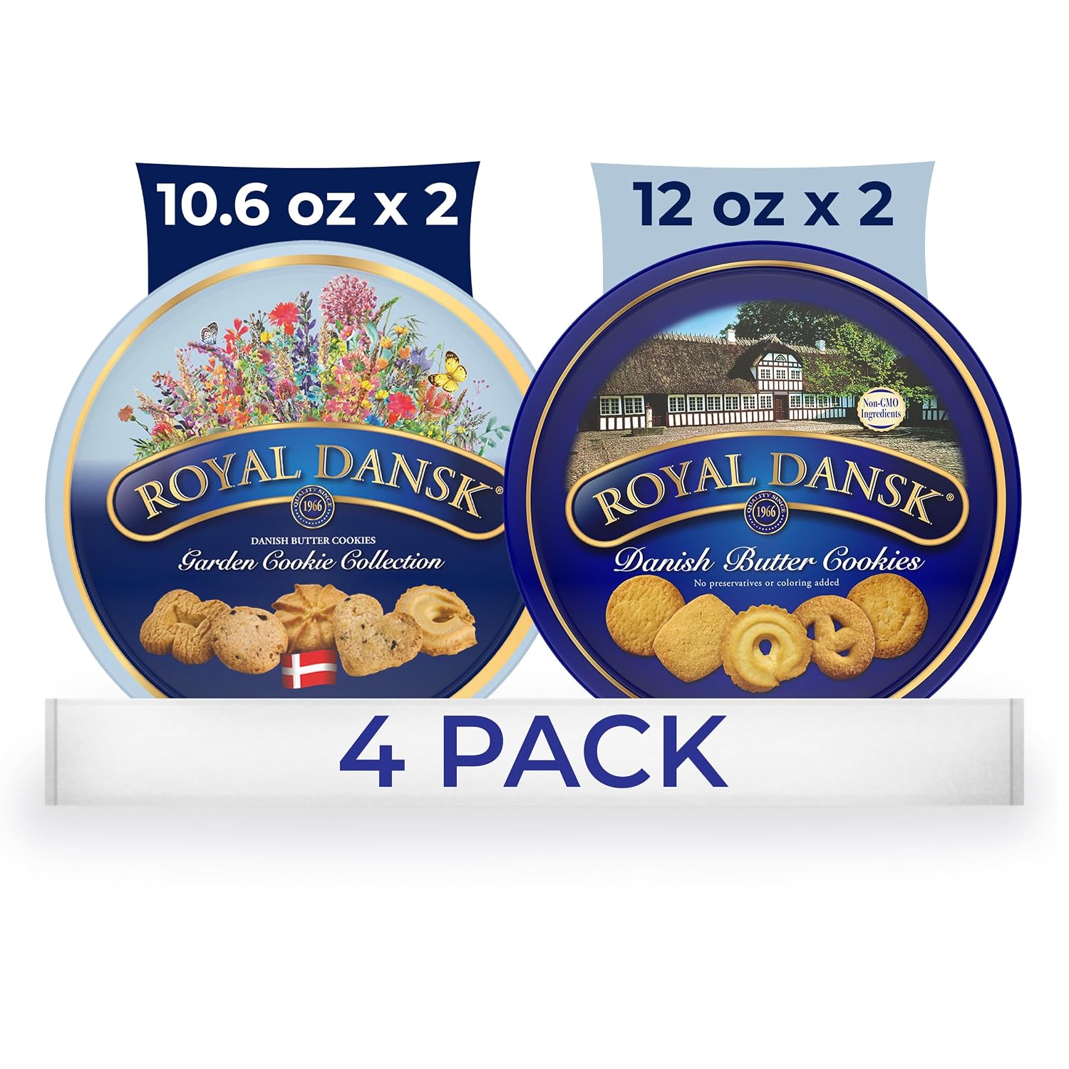 Royal-Dansk-Garden-Cookie-Collection-&-Danish-Butter-Cookies,-4-Pack,-Includes--Two-12-oz-Two-263