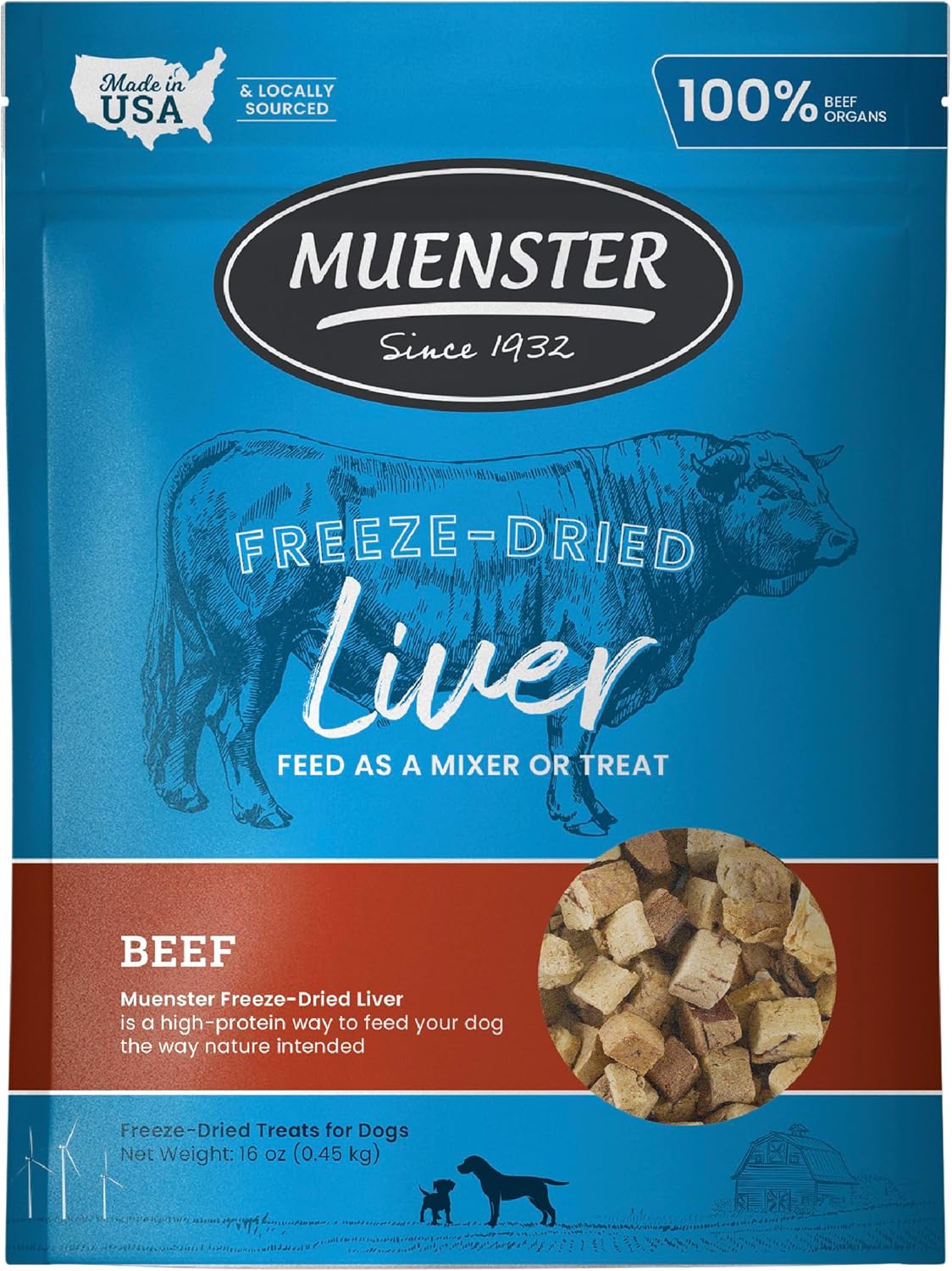 Muenster-Freeze-Dried-Beef-Liver-Bites---Dog-Treats,-Mixer-or-Topper-(16oz)-1426