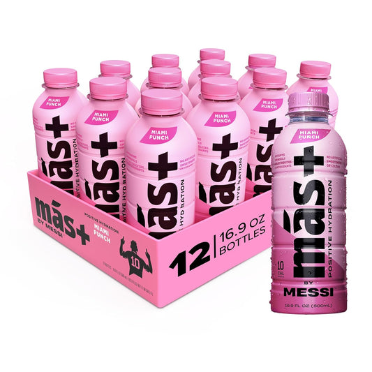 Más+ by Messi Miami Punch de 16.9 onzas 12 pack