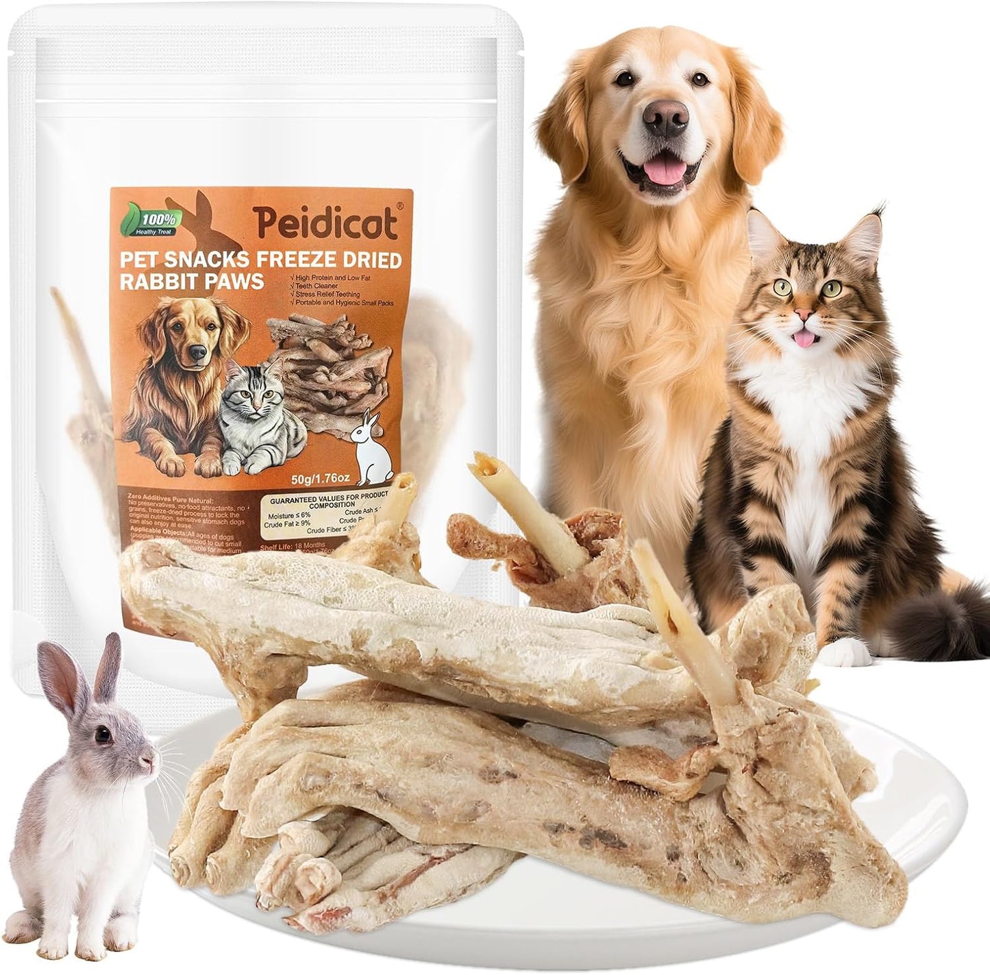 Freeze-Dried-Rabbit-Feet-for-Dogs,-Single-Ingredient-Dog-Treats,-Grain-Free-Dehydrated-346