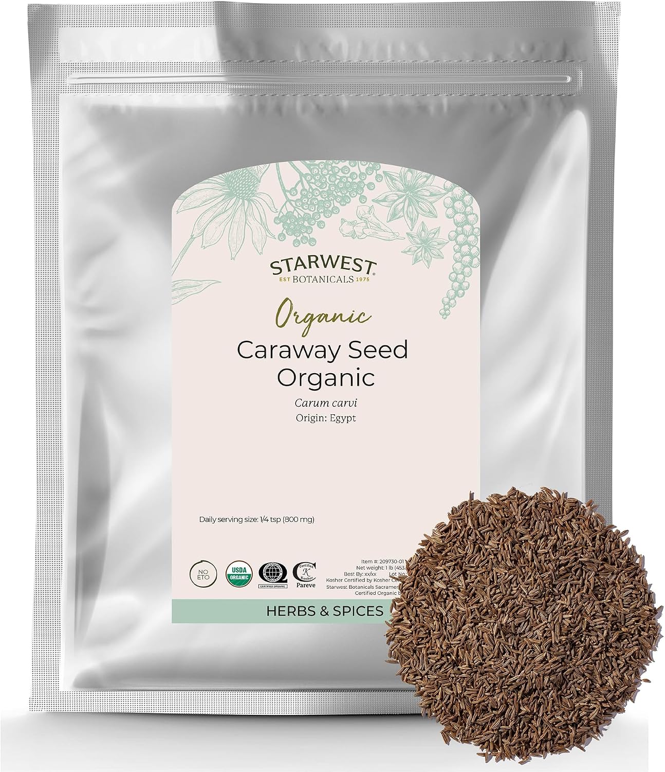Starwest-Botanicals-Caraway-Seed-Organic---Seasoning-Spice-for-Rye-Bread,-Sauerkraut,-436