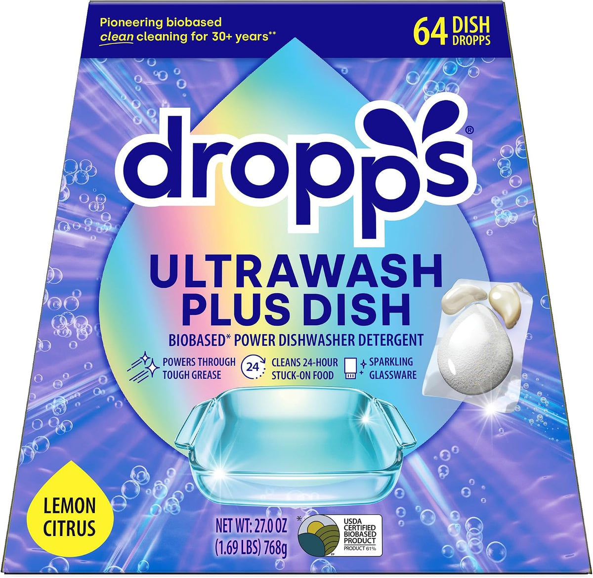 Dropps-UltraWash-Plus-Dishwasher-Detergent-Pods,-Lemon-Citrus-(64-Ct)---Triple-94